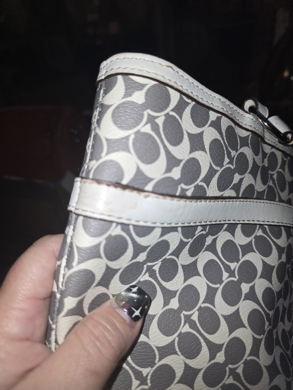 Coach Signature Tote in Gray, White & Pink - Picture 13 of 16